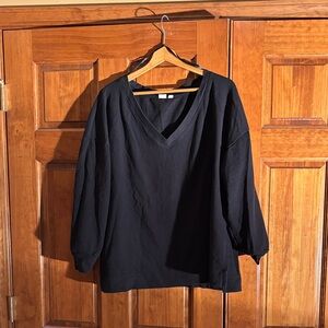GAP Oversized Black V-Neck Pullover Sweatshirt